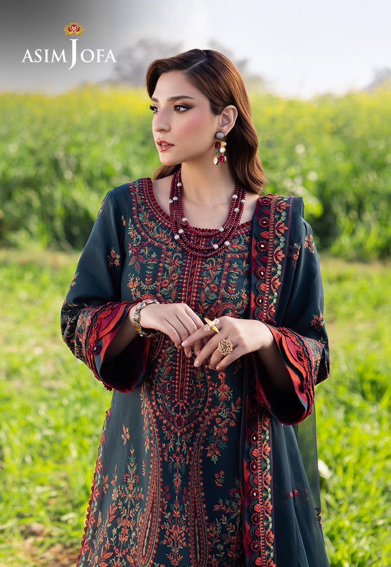 3PC - LAWN EMBROIDERED SHIRT WITH CHAFOON EMBROIDERED DUPATA AND TROUSER - 677