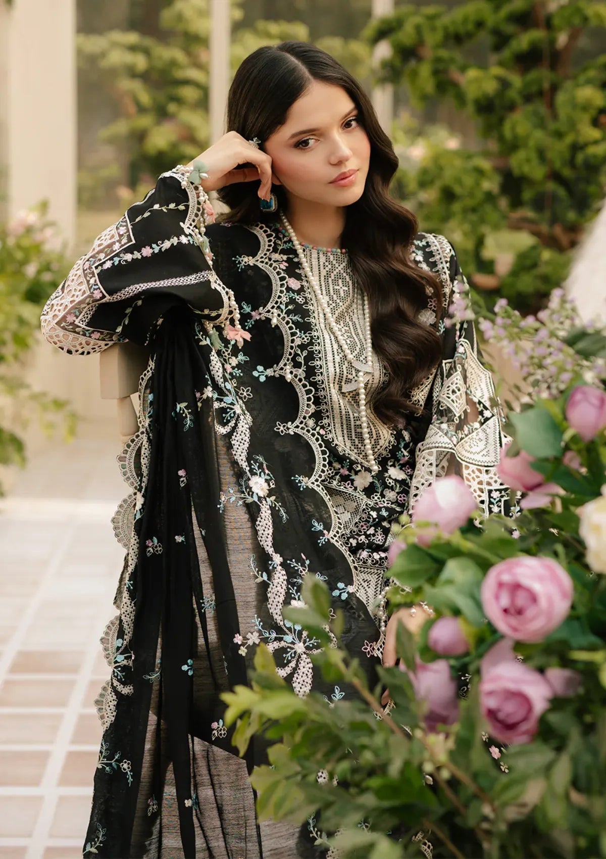 Bin Ilyas 3Pc - Lawn Unstitched Freesia Embroidery - 703