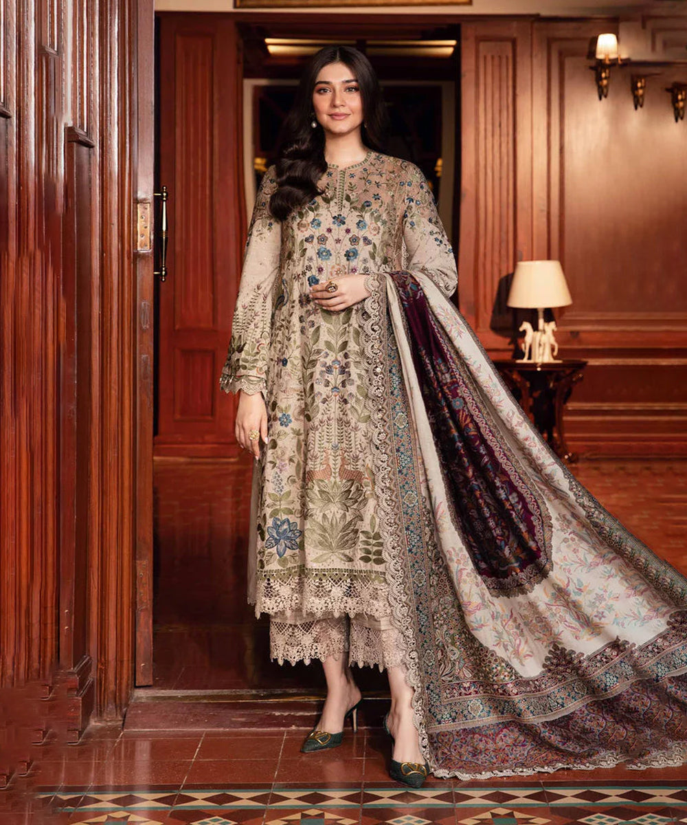 Lawn Embroidered Shirt with Digital Printed jacquard Dupatta A669