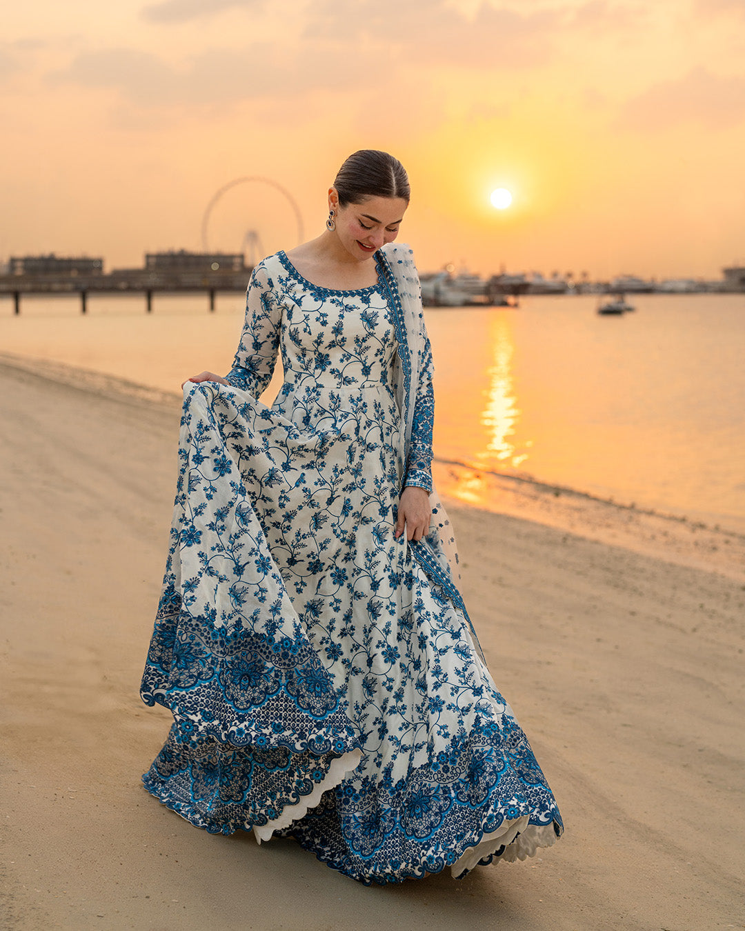 FAIZA SAQLAIN - 3PC LAWN EMBROIDERED SHIRT WITH EMBROIDERED KHADDI NET DUPATTA AND TROUSER - 718