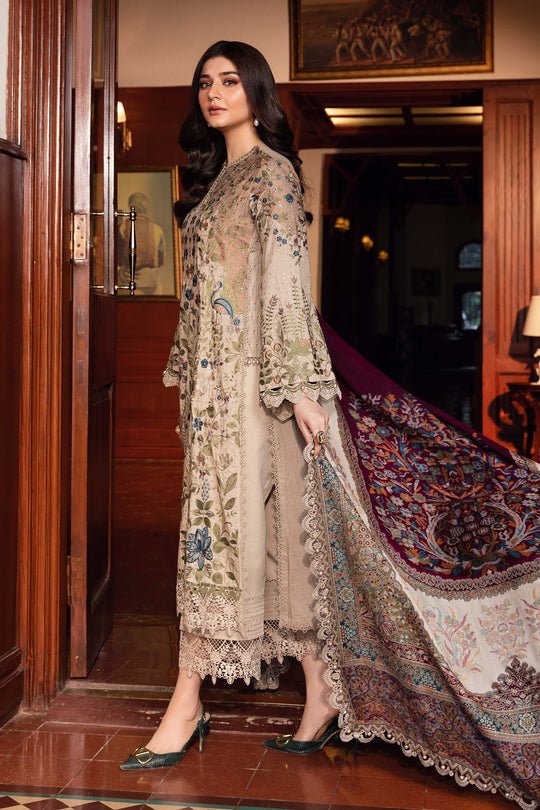 3PC - Maria B Lawn Embroidered Shirt With Digital Printed Monark Duppata A669