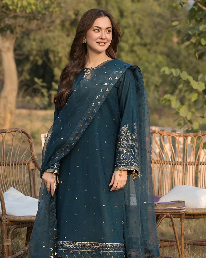 Lawn-3PC Embroidered Shirt with Organza Sequence Embroidered Dupatta A1350
