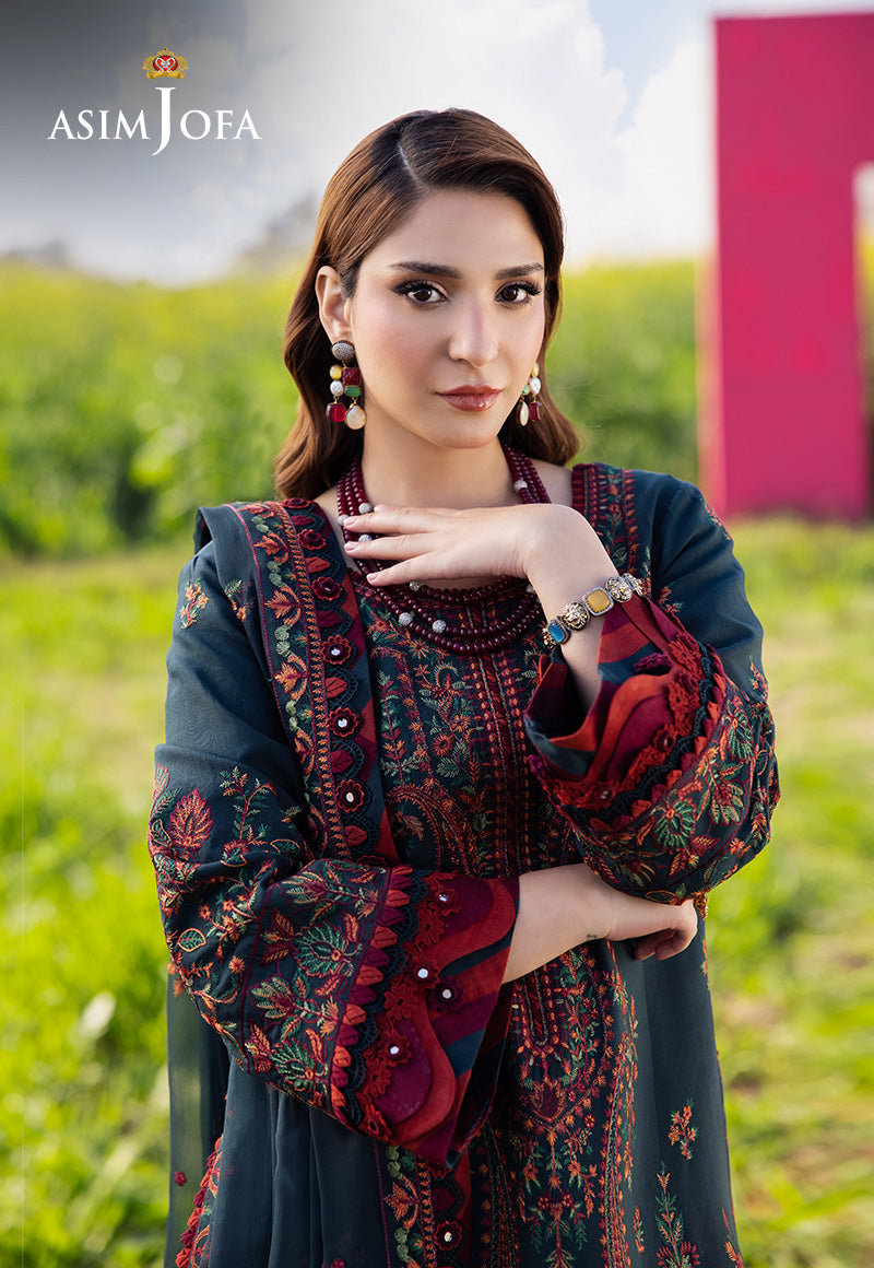 3PC - LAWN EMBROIDERED SHIRT WITH CHAFOON  EMBROIDERED DUPATA AND TROUSER - 677