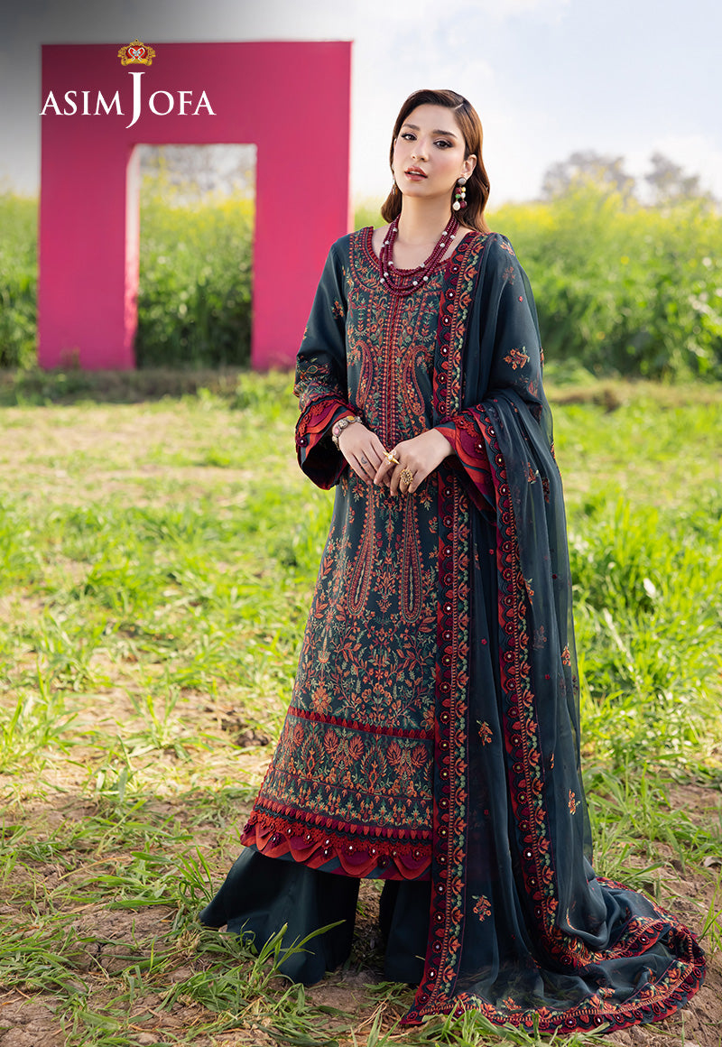 3PC - LAWN EMBROIDERED SHIRT WITH CHAFOON  EMBROIDERED DUPATA AND TROUSER - 677