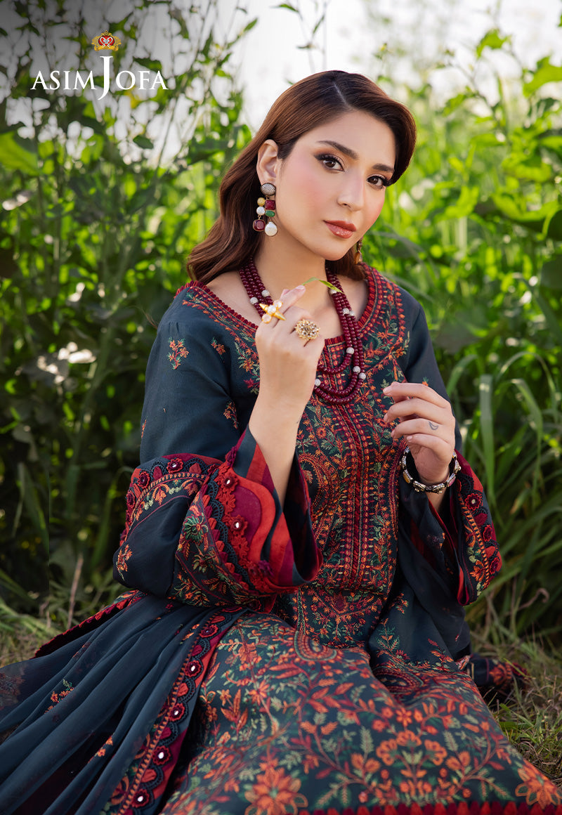 3PC - LAWN EMBROIDERED SHIRT WITH CHAFOON  EMBROIDERED DUPATA AND TROUSER - 677