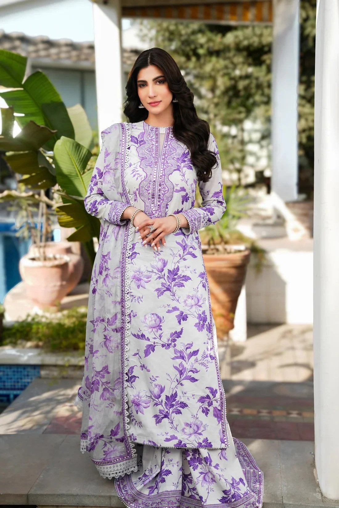 PRINTED LAWN EMBROIDERY UNSTITCH DRESS 3 PIECE-V518