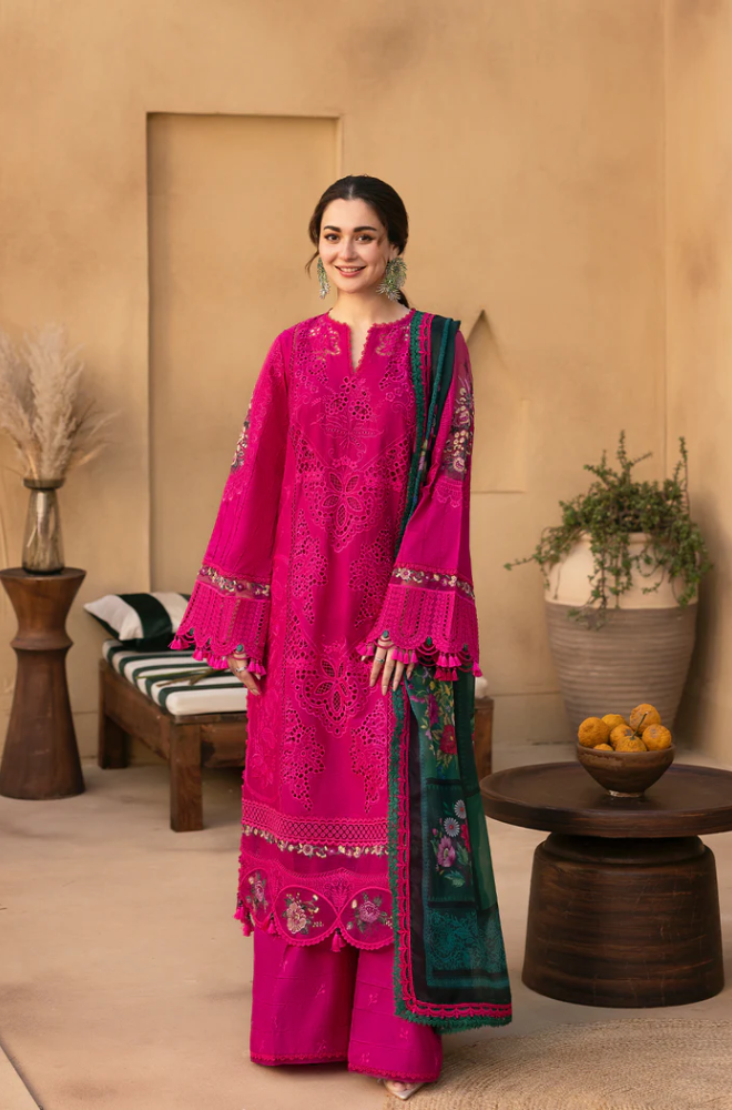 3PC Lawn Embroidered Shirt With Digital Printed Jacquard Dupatta 708