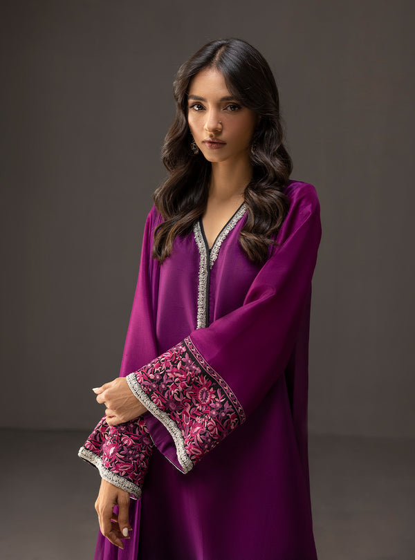 3 Piece Unstitched Embroidered and Printed SIlk Suit 226