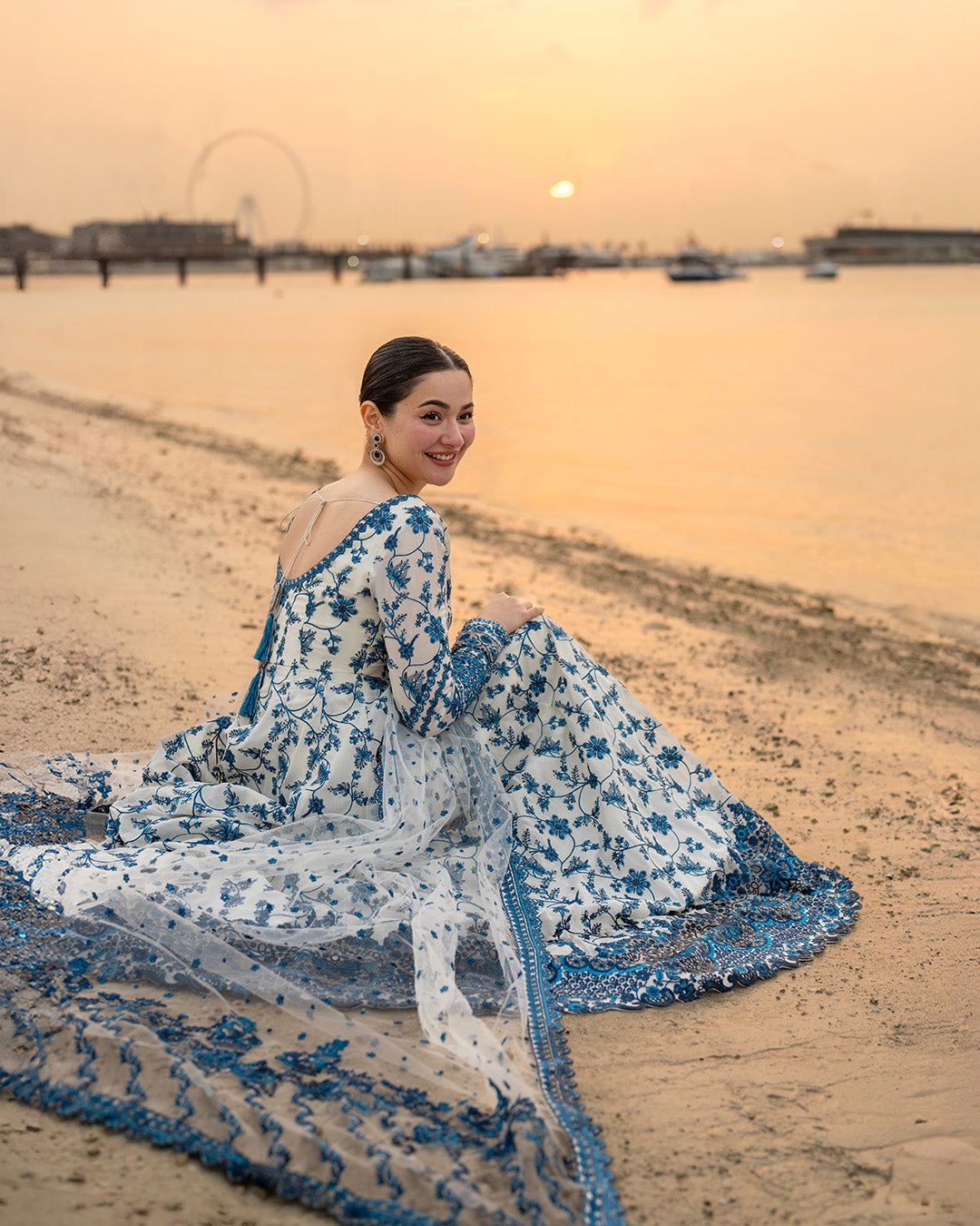 FAIZA SAQLAIN - 3PC LAWN EMBROIDERED SHIRT WITH EMBROIDERED KHADDI NET DUPATTA AND TROUSER - 718
