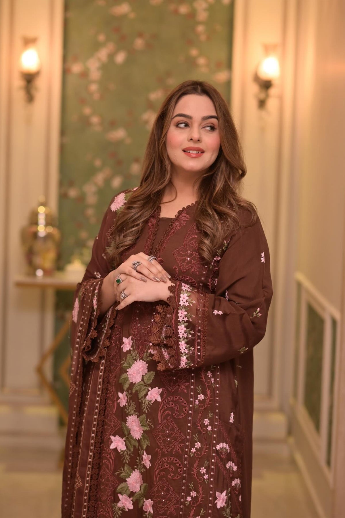 Aneela's 3PC - Lawn Unstitched Embroidered Collection With Chiffon Dupatta - 704