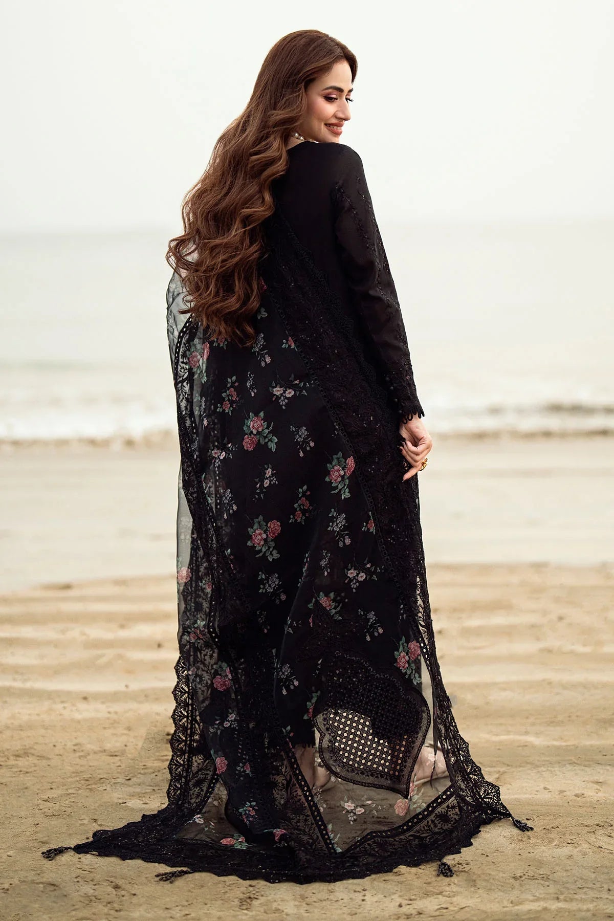 3PC - LAWN EMBROIDERED SHIRT WITH COTTON NET PRINTED EMBROIDERED DUPATTA AND TROUSER - 520