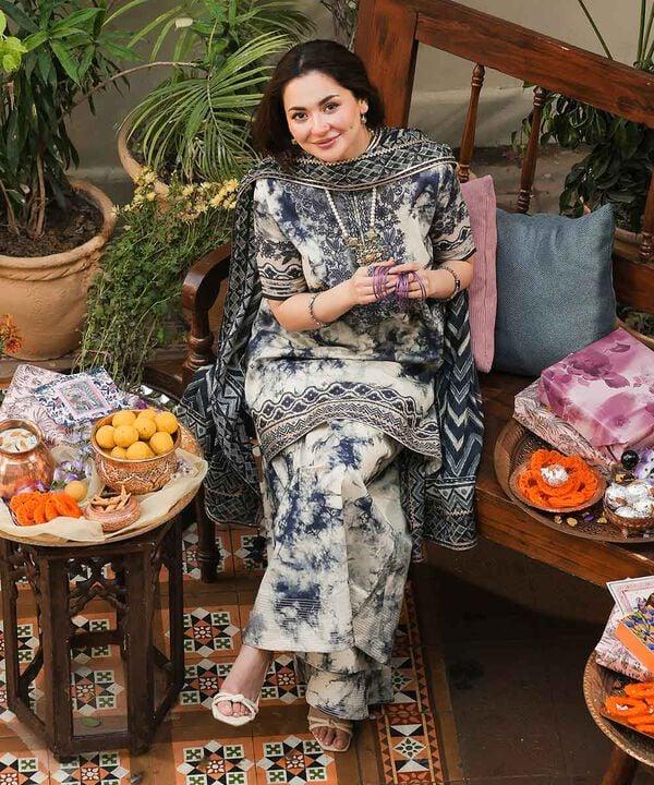 3PC - Printed Lawn Shirt With Voile Printed Dupatta - 1542