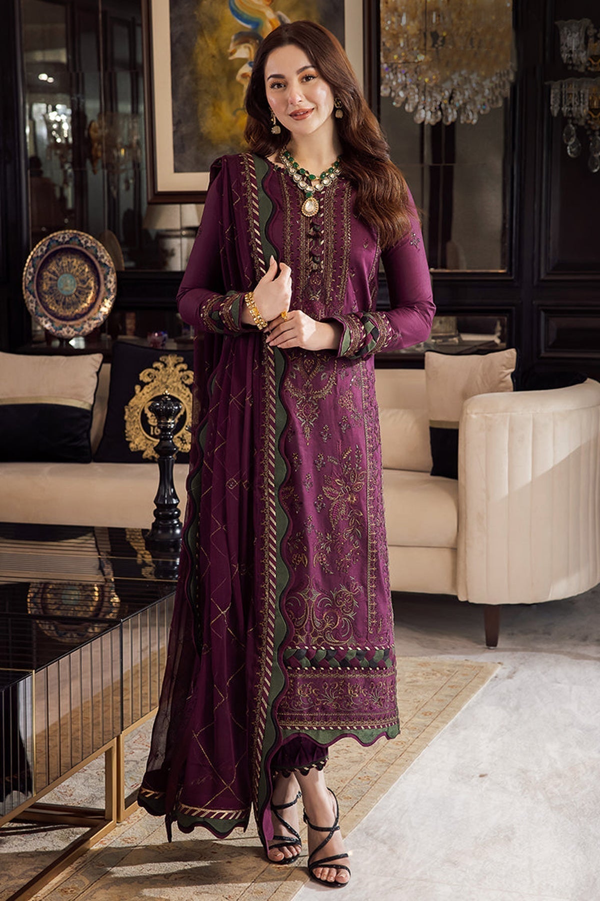 3PC - LAWN Embroidered With Chiffon Embroidered Dupatta - A668