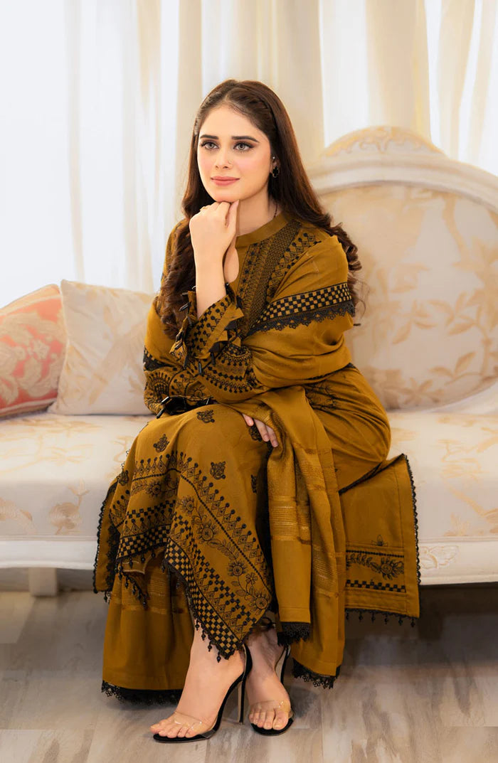 3PC - Unstiched Suit Lawn Article With Chiffon Dupata -251