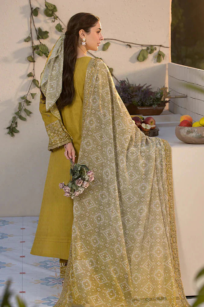 Dhanak-3PC Embroidered Shirt with Twill Printed Shawl- 260