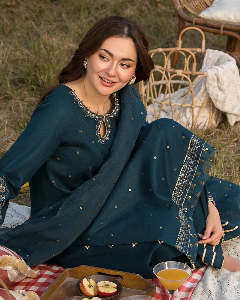 Lawn-3PC Embroidered Shirt with Organza Sequence Embroidered Dupatta A1350
