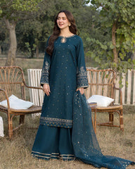 Lawn-3PC Embroidered Shirt with Organza Sequence Embroidered Dupatta A1350