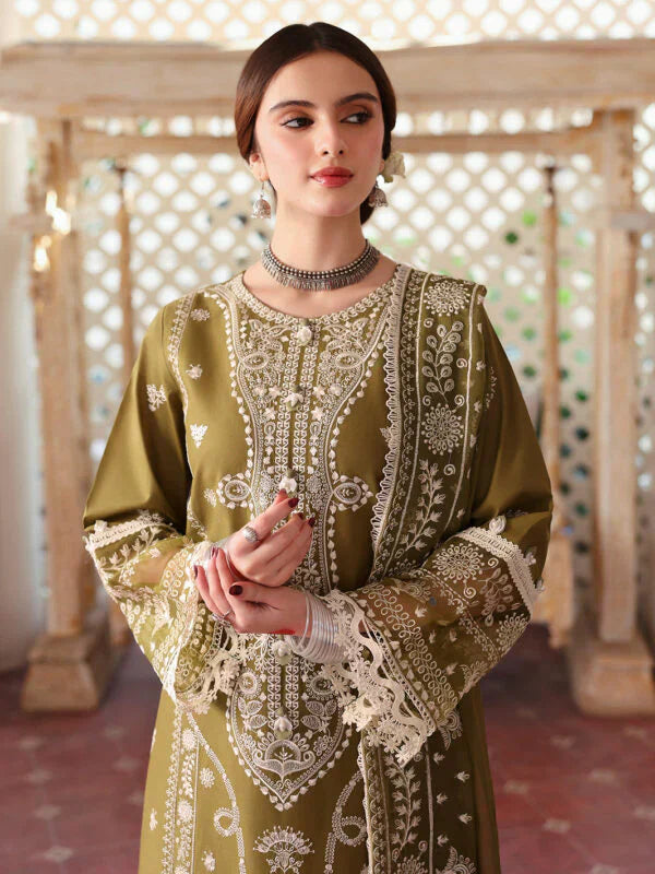 3 Piece - Unstitched Fully Embroidered Lawn Fabric MR-590